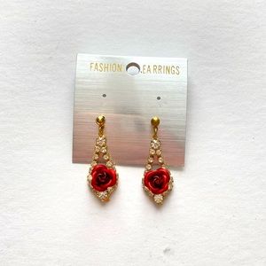 Rose crystal costume earrings